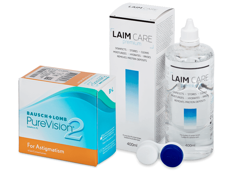 PureVision 2 for Astigmatism (6 lenti) + soluzione Laim Care 400 ml