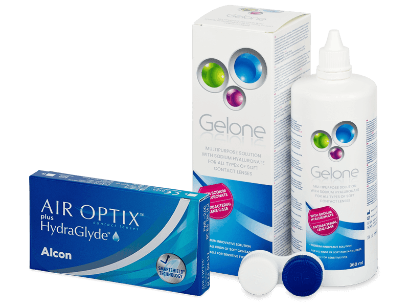 Air Optix plus HydraGlyde (3 lenti) + soluzione Gelone 360 ml