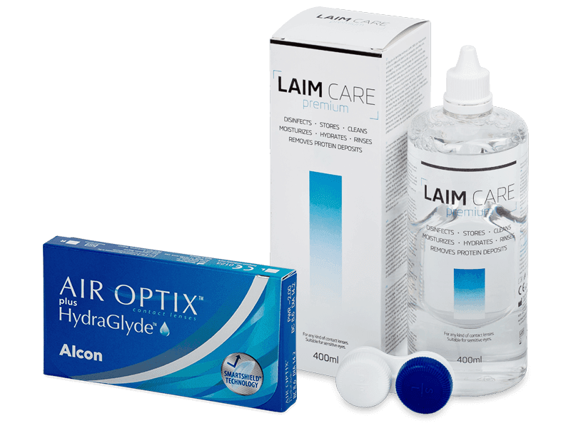 Air Optix plus HydraGlyde (3 lenti) + soluzione Laim Care 400 ml