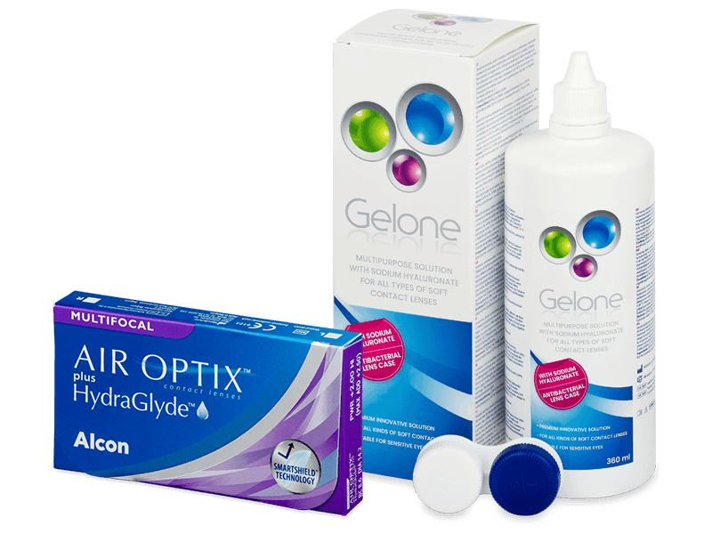 Air Optix plus HydraGlyde Multifocal (3 lenti) + soluzione Gelone 360 ml